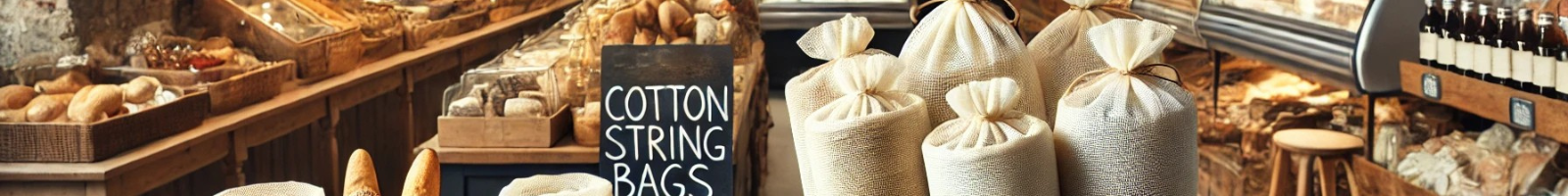 cotton mesh net string bags for sale in delicatessen butcher store