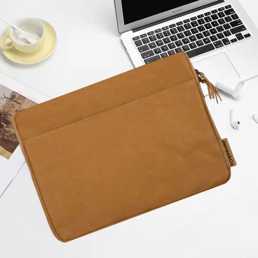 washable paper laptop sleeve against laptop