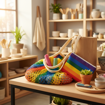 LYNNIE DUO Organic Cotton Mesh Bag with Attachable Pouch Earth Totes