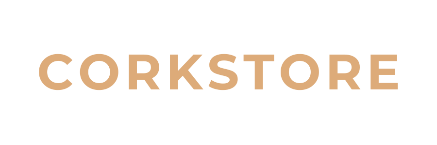 Corkstore logo in gold on a white background