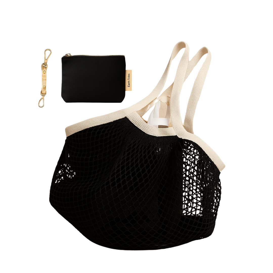 LIZZIE Organic Cotton Net Mesh Bag & Toiletry Bag Set I B2B Earth Totes