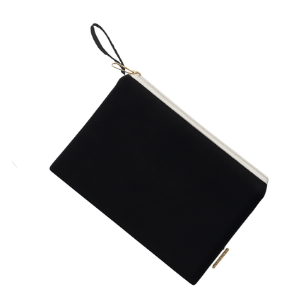 Black pouch with a strapand bag ful inside