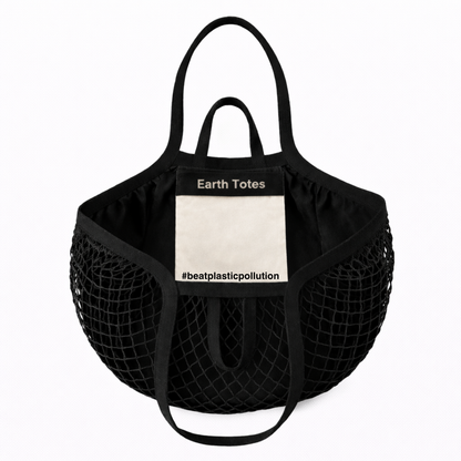 ANNIE Classic Mesh Tote Organic Cotton Lining Doublesided Black