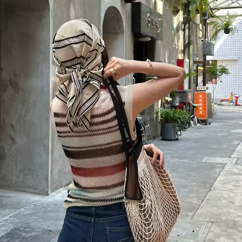 LIZZIE Organic Cotton Pocket-Fold Mesh Tote Lined Double-sided