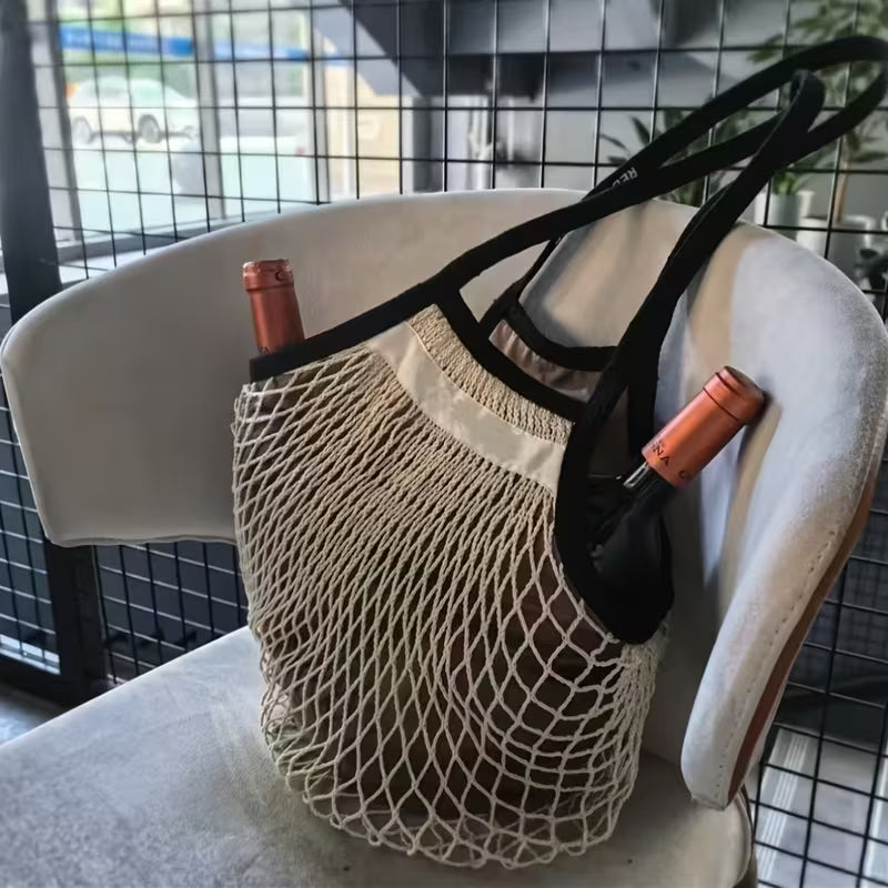 LIZZIE Organic Cotton Pocket-Fold Mesh Tote Lined Double-sided