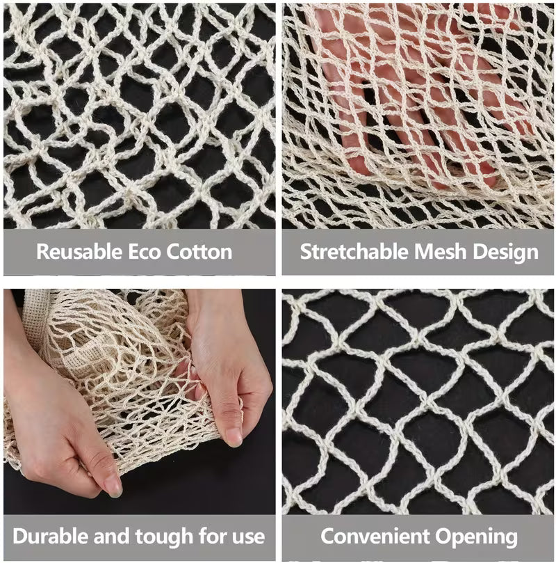 LIZZIE Organic Cotton Pocket-Fold Mesh Tote Lined Double-sided