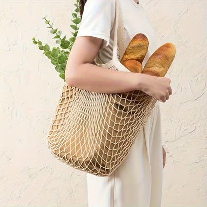 LIZZIE Organic Cotton Pocket-Fold Mesh Tote Lined Double-sided