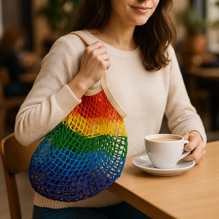 LYNNIE BAG Organic Cotton Net Mesh RainbowI B2B Earth Totes